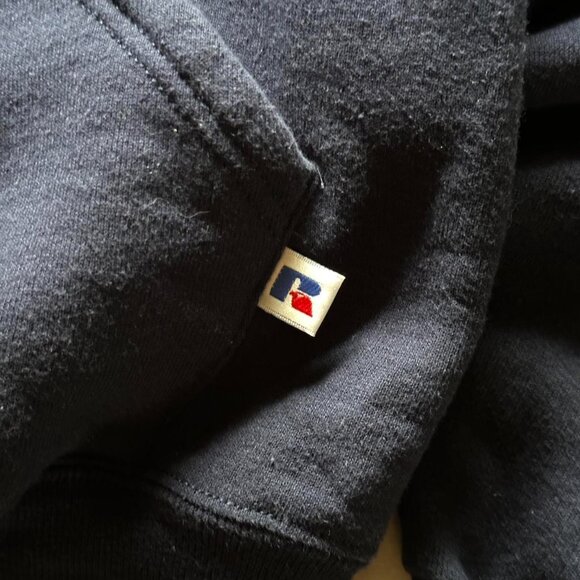 vintage russell athletic navy boxy hoodie - Picture 3 of 5